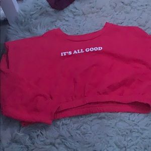 red super crop long sleeve shirt